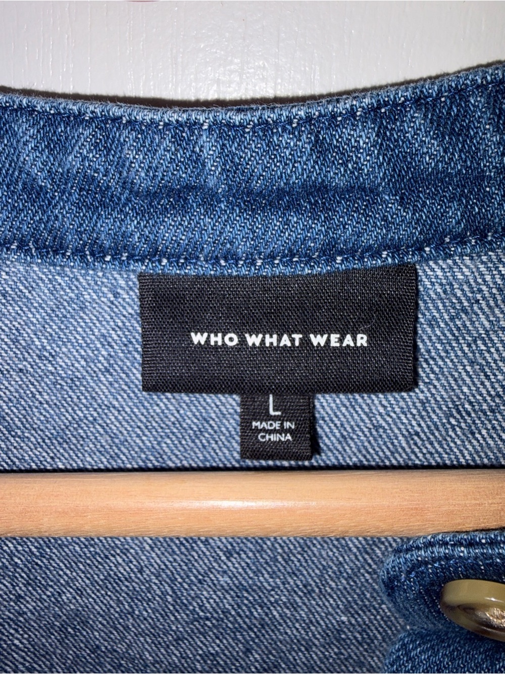 Who What Wear Dark Blue Button-Front Denim Dress - Picture 2 of 4